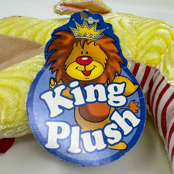 King Plush Yellow Crinkle Winged Standing Dragon 24" Plush Red Striped Belly Toy - Picture 9 of 16
